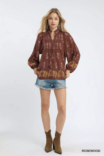 Floral Boho Peasant Blouse at In Style Chics Boutique 