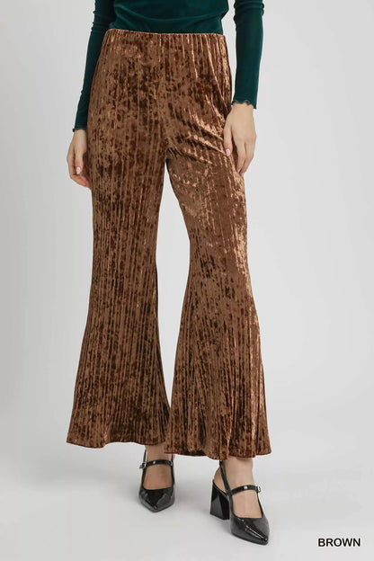 Velvet Pleated Wide Leg Pants at In Style Chics Boutique Cute Fall Fashion and Style 