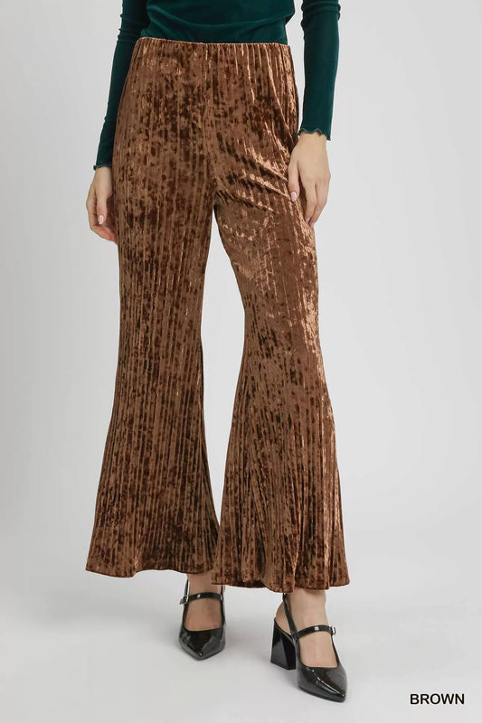 Velvet Pleated Wide Leg Pants at In Style Chics Boutique Cute Fall Fashion and Style 