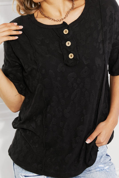 BOMBOM At The Fair Animal Textured Top in Black - In Style Chics Boutique LLC