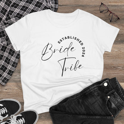 Women's Midweight Cotton Graphic Tee "Bride Tribe" - In Style Chics Boutique LLC