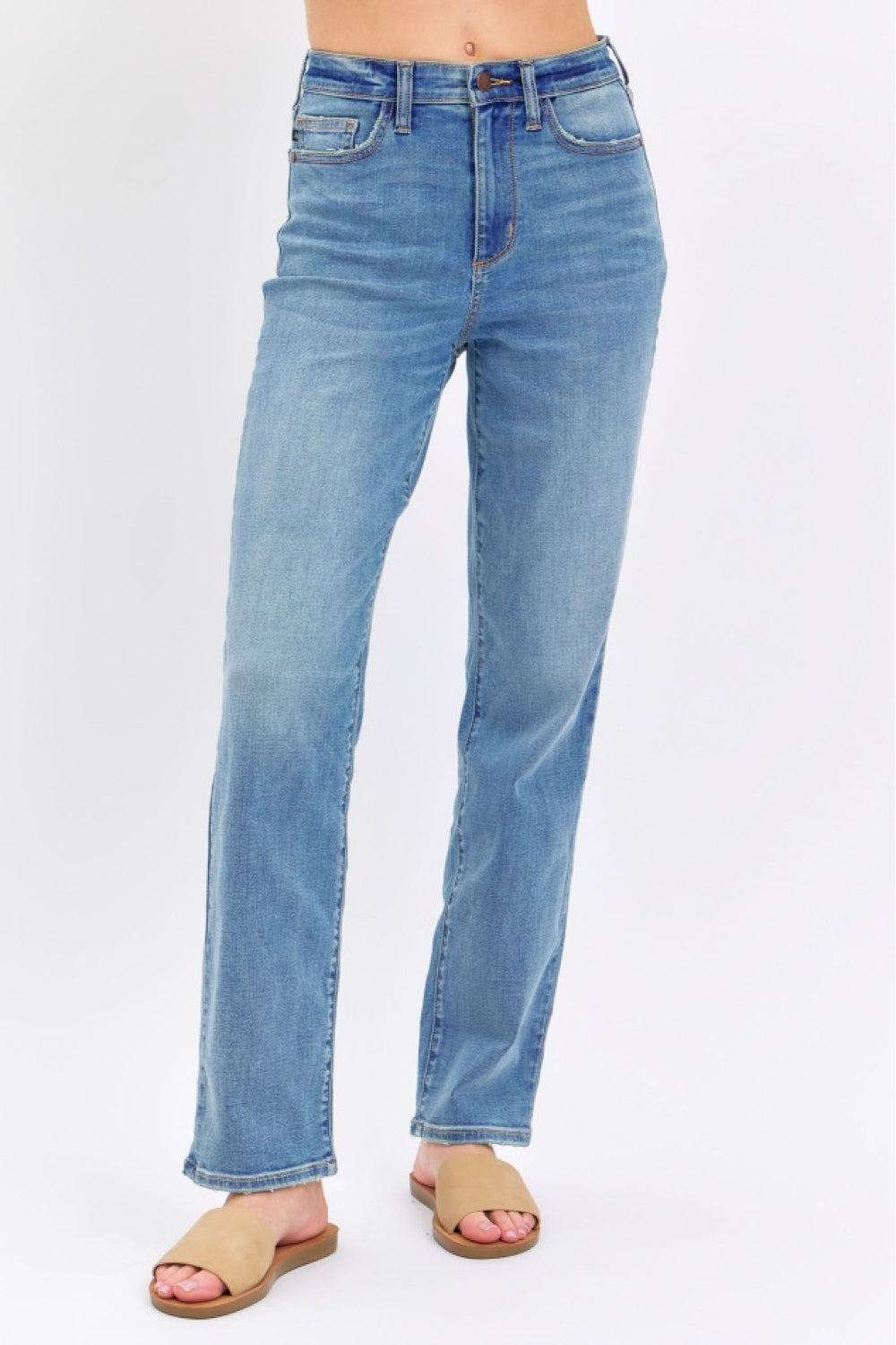 Judy Blue High Waist Straight Jeans - No Distressing - In Style Chics Boutique Women's Juniors Plus Size Apparel Online 