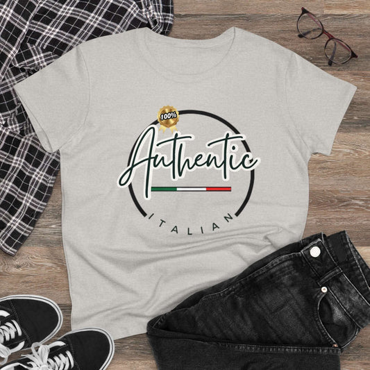 Women's Midweight Cotton Graphic Tee "100% Authentic Italian" - In Style Chics Boutique LLC