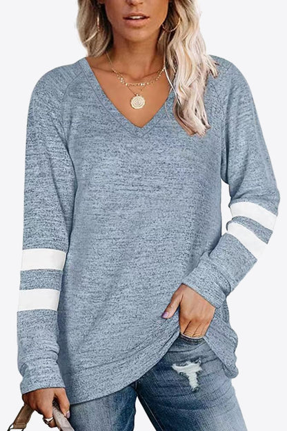 Striped Contrast Raglan Sleeve Top - In Style Chics Boutique LLC