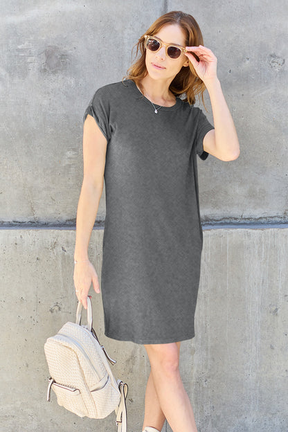 Basic Bae Round Neck Short Sleeve Dress with Pockets - More Colors! - In Style Chics Boutique LLC