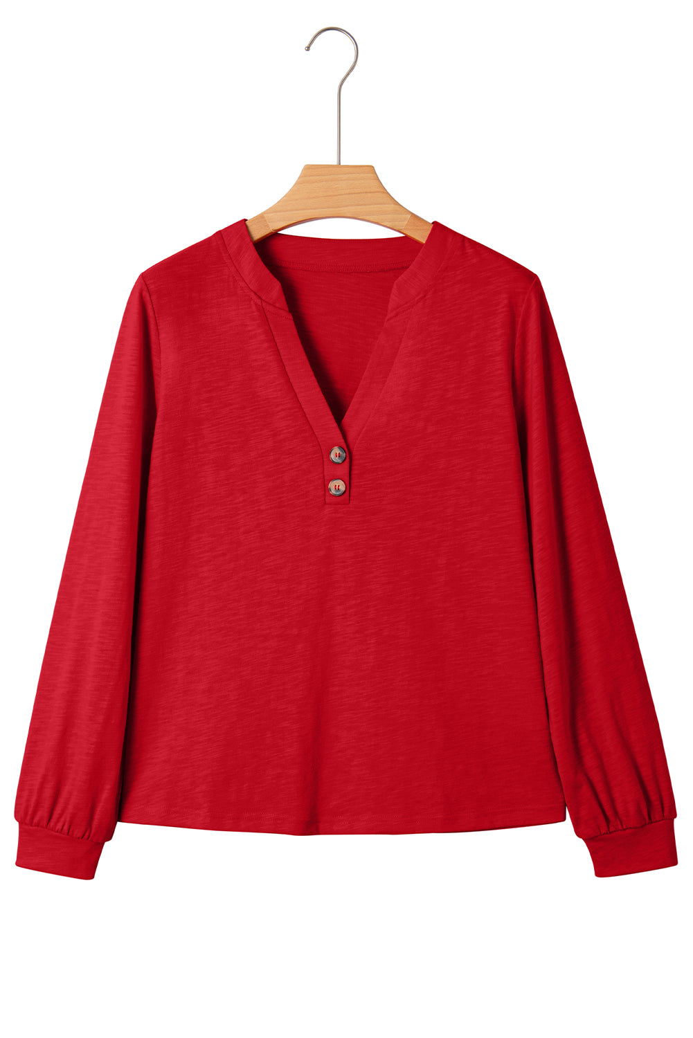Casual Button V Neck Long Sleeve T-Shirt - In Style Chics Boutique