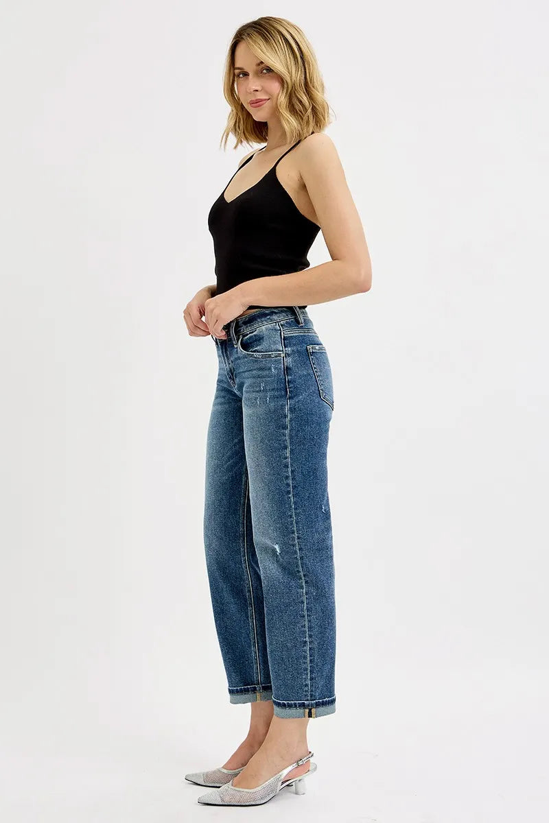 RISEN Crop Boyfriend Jeans, Low Rise - In Style Chics Boutique 