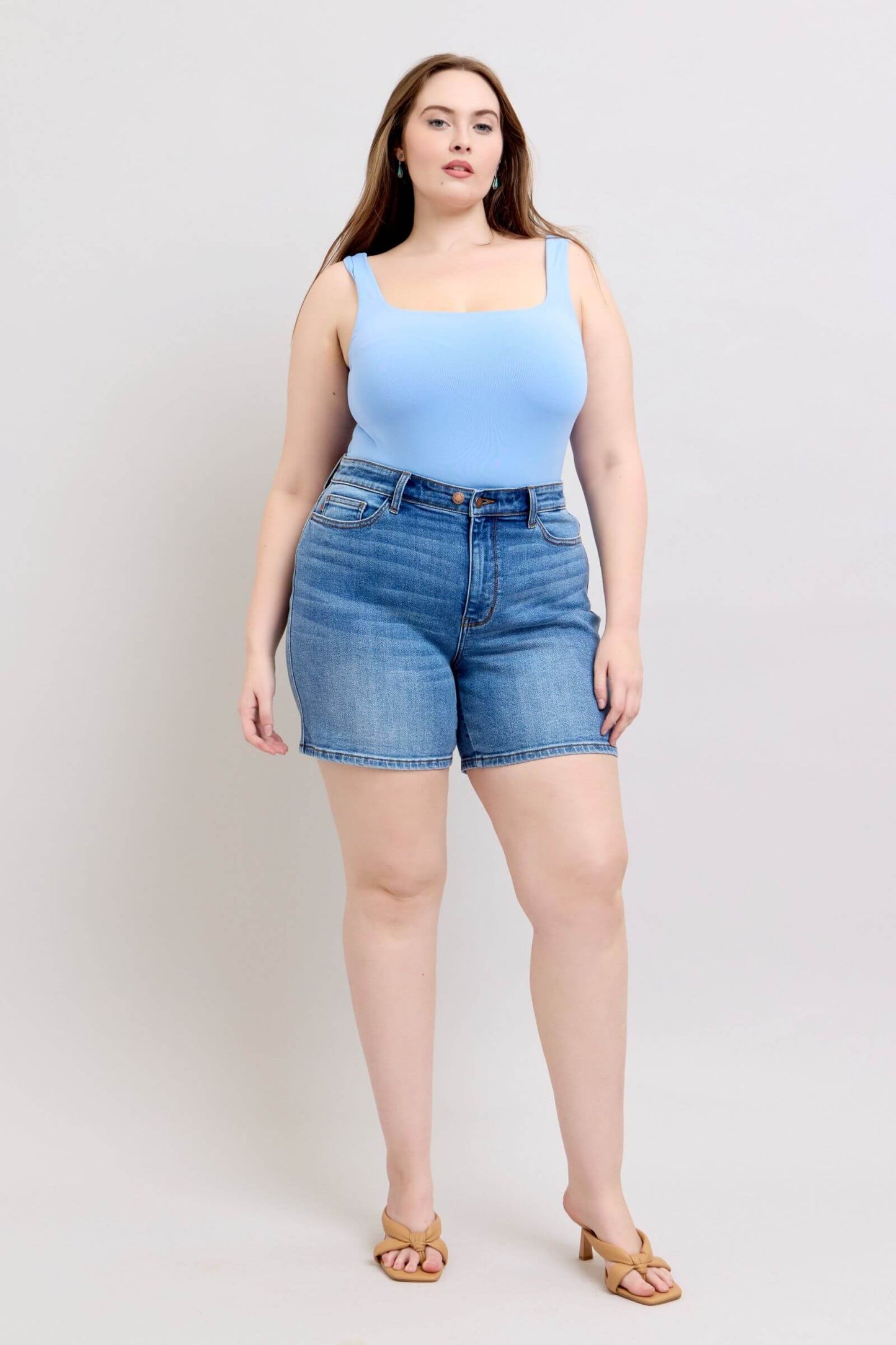 Judy Blue 2 Button Denim Shorts with Pockets -  In Style Chics Boutique Women's Juniors Plus Size Apparel Online