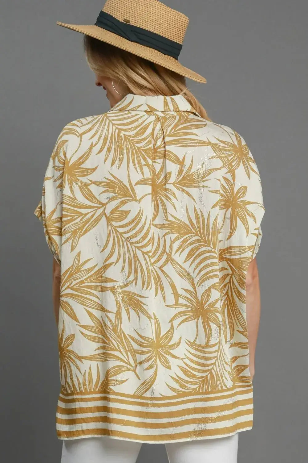 Tropical Print Button Down Shirt