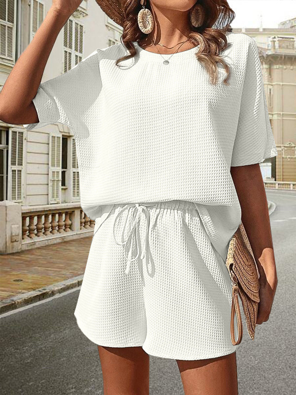 Waffle-Knit Half Sleeve Top and Shorts Set - More Colors! - In Style Chics Boutique LLC