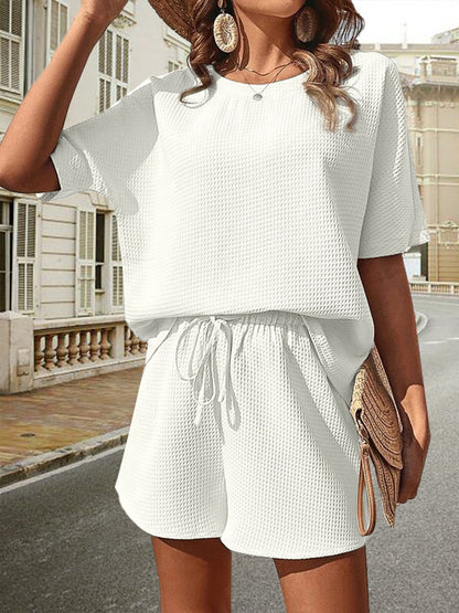 Waffle-Knit Half Sleeve Top and Shorts Set - More Colors! - In Style Chics Boutique LLC