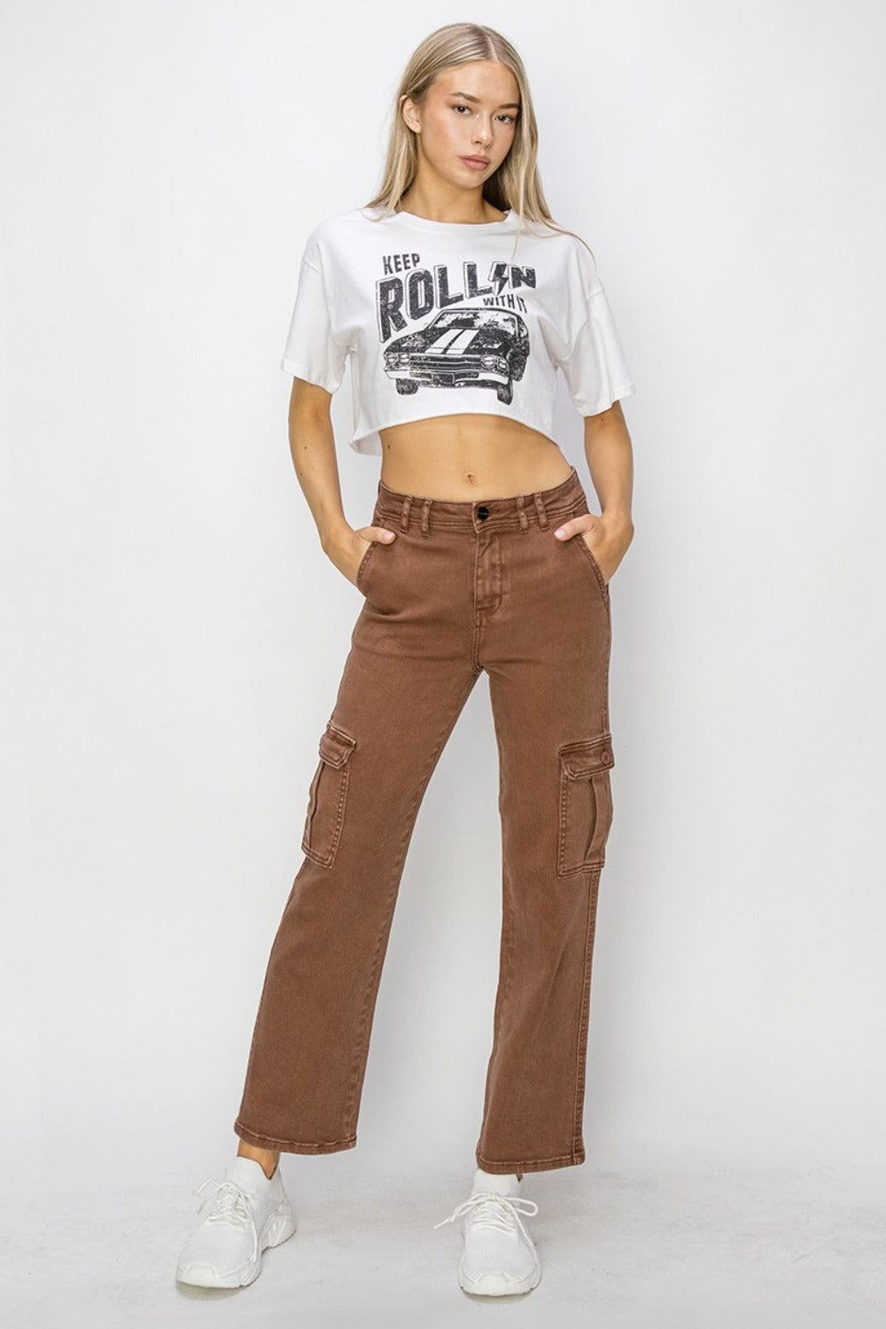 Risen Full Size High Rise Cargo Jeans - In Style Chics Boutique LLC