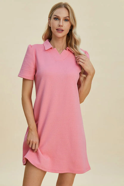 Textured Short Sleeve Dress - In Style Chics Boutique Women's Juniors Plus Size Clothes 