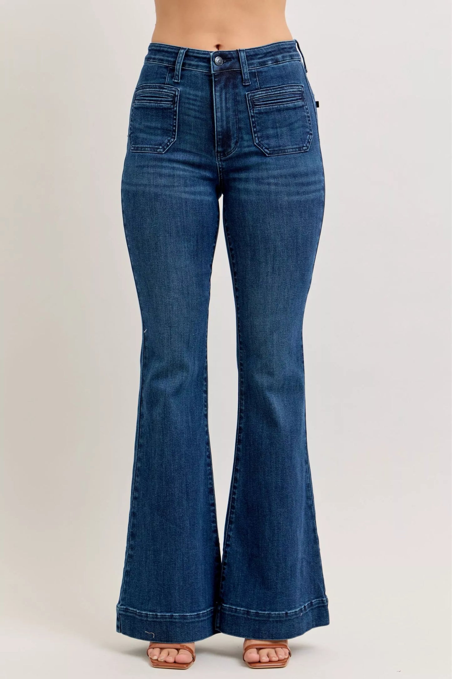 Judy Blue High-Waisted Flare Jeans with Front Pockets for Women 