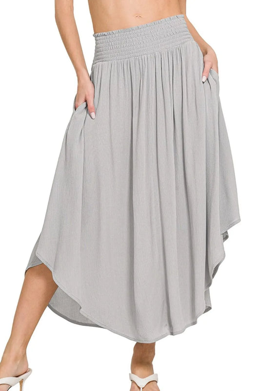 Maxi Skirt W Pockets, Woven Crinkle Smocked Waist - In Style Chics Boutique 