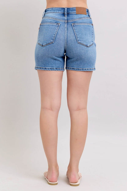 Judy Blue 2 Button Denim Shorts with Pockets -  In Style Chics Boutique Women's Juniors Plus Size Apparel Online
