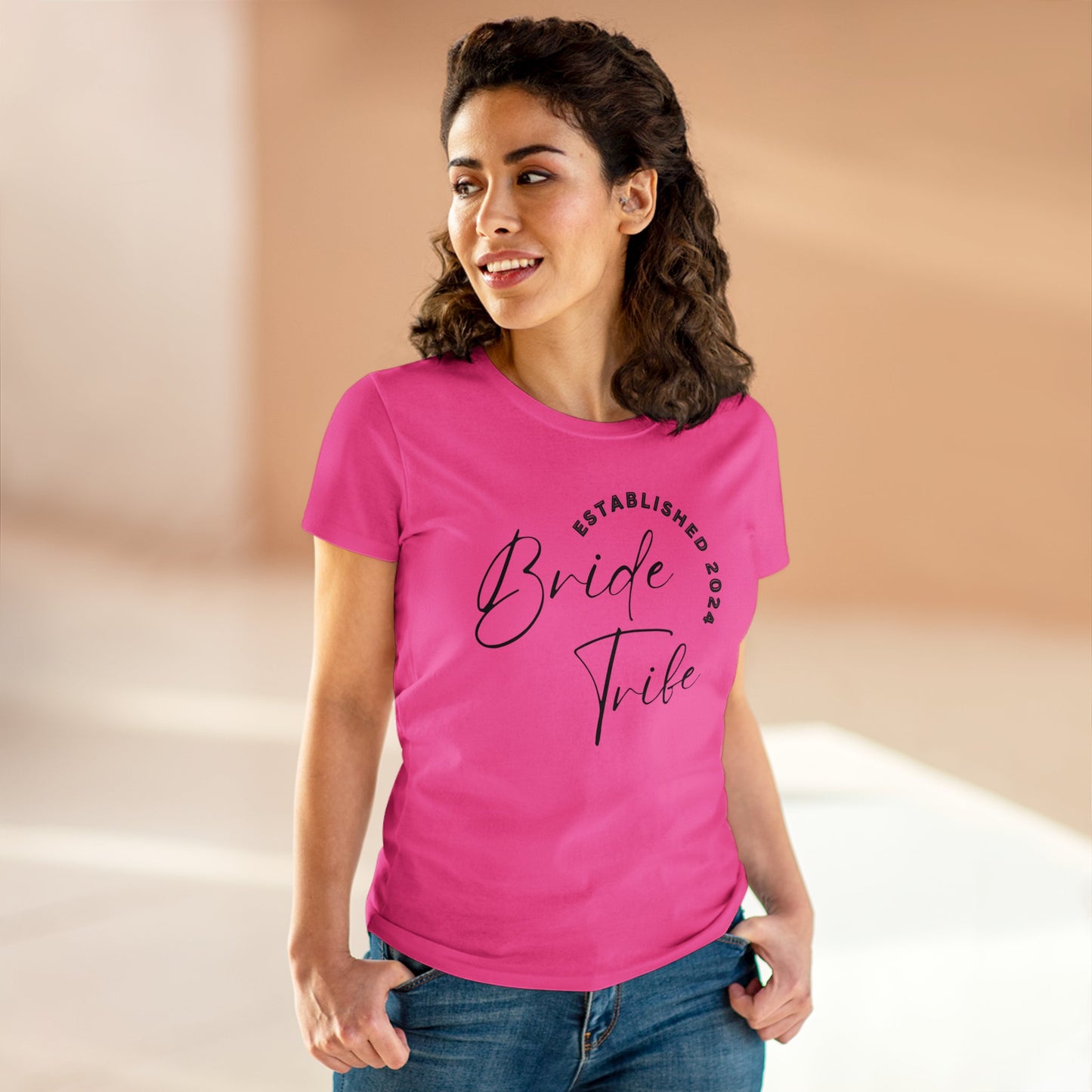 Women's Midweight Cotton Graphic Tee "Bride Tribe" - In Style Chics Boutique LLC