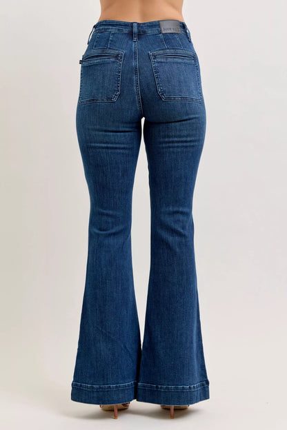 Women's Judy Blue High-Waisted Flare Jeans with Front Pockets