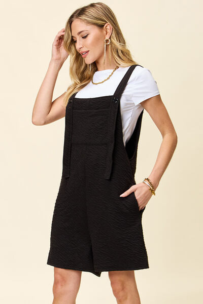Black Romper, Textured Square Neck - In Style Chics Boutique 