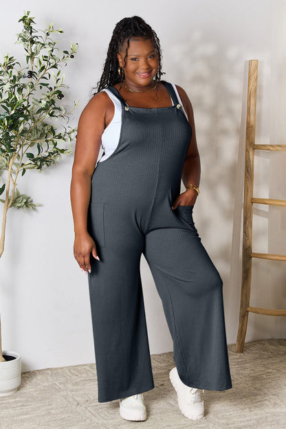 Double Take Full Size Wide Strap Overall with Pockets - In Style Chics Boutique LLC