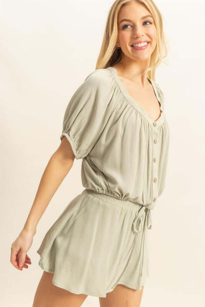 Drawstring Hem Short Sleeve Top and Skort Set - Outfits - Cute Clothing Online - In Style Chics Boutique Women's Juniors Apparel 