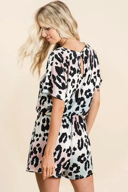 Gradation Leopard Soft Knit V-neck Romper - Cute Clothes for Summer - In Style Chics Boutique Women's Juniors Apparel Online 