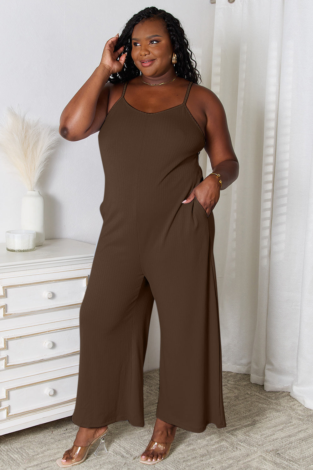 Basic Bae Full Size Spaghetti Strap V-Neck Jumpsuit - In Style Chics Boutique LLC