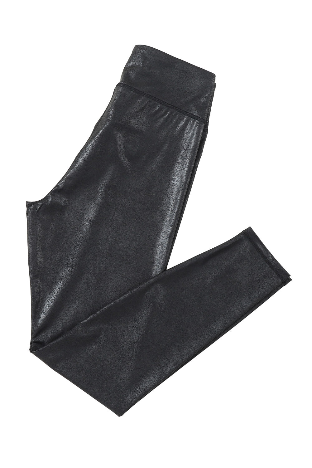 Black Crossed Dip Waist Sleek Leather Leggings - In Style Chics Boutique LLC