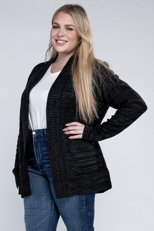 Plus Solid Open Front Cardigan - In Style Chics Boutique LLC
