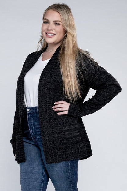 Plus Solid Open Front Cardigan - In Style Chics Boutique LLC