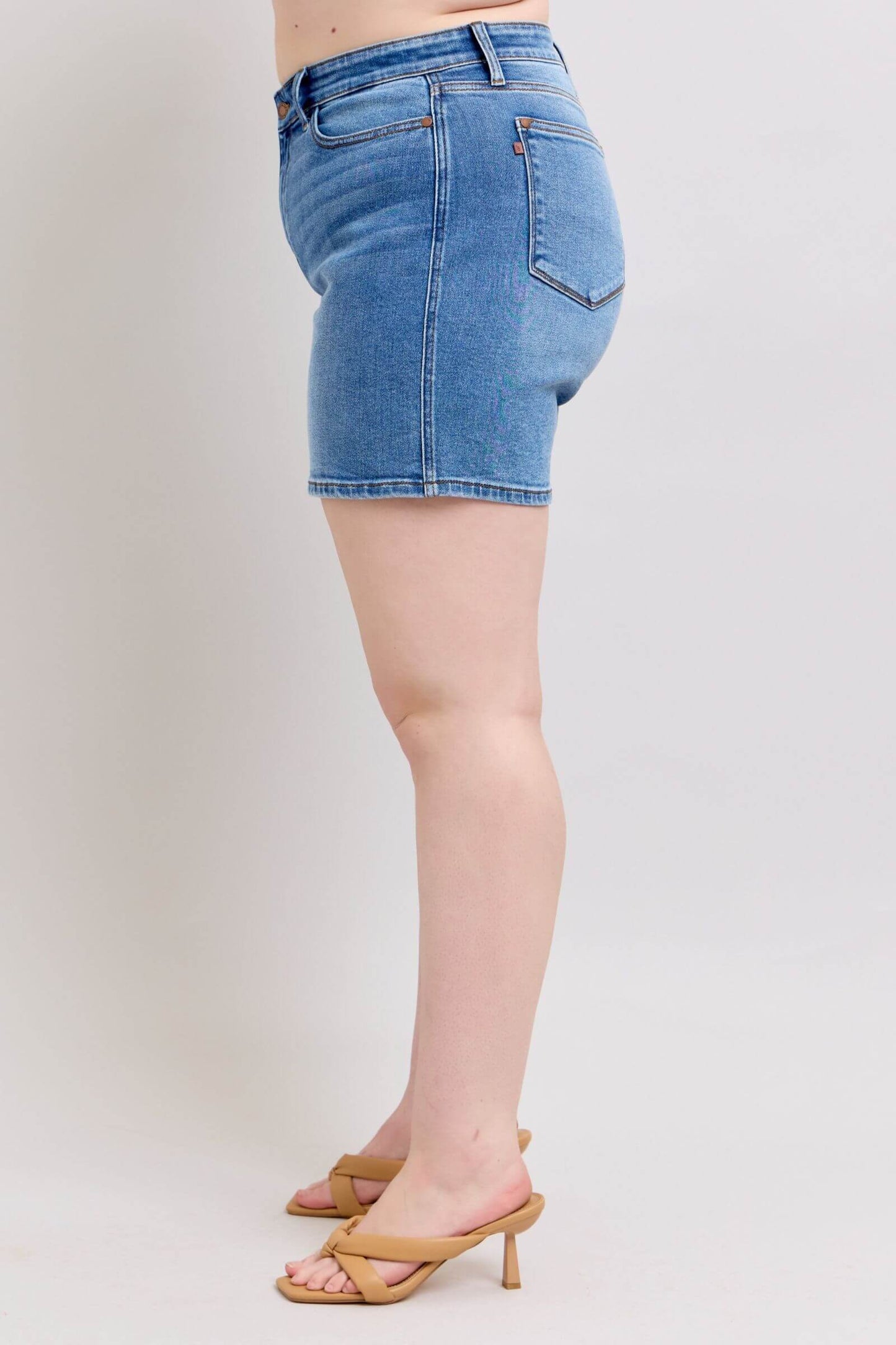 Judy Blue 2 Button Denim Shorts with Pockets -  In Style Chics Boutique Women's Juniors Plus Size Apparel Online