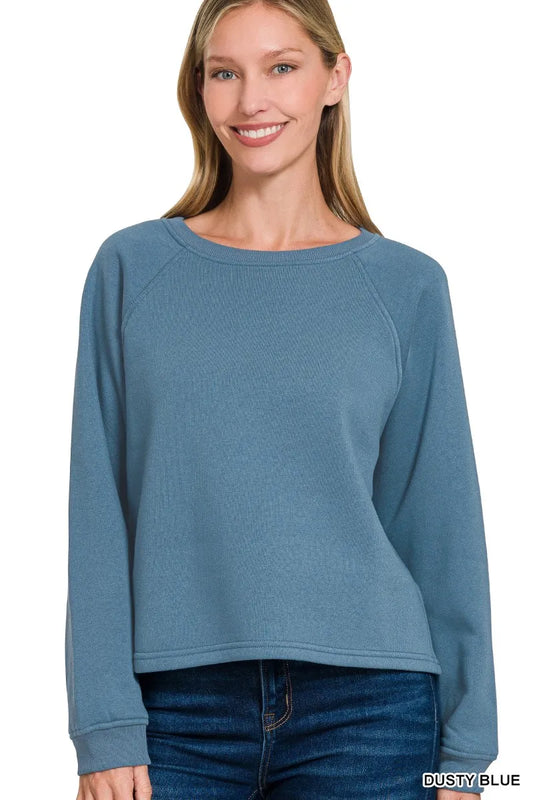 Fleece Raglan Round-Neck Sweatshirt at In Style Chics Boutique 