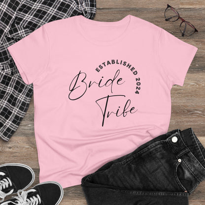 Women's Midweight Cotton Graphic Tee "Bride Tribe" - In Style Chics Boutique LLC