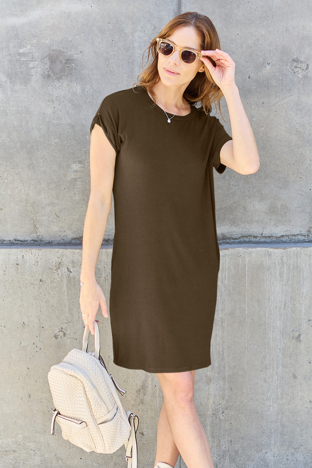 Basic Bae Round Neck Short Sleeve Dress with Pockets - More Colors! - In Style Chics Boutique LLC