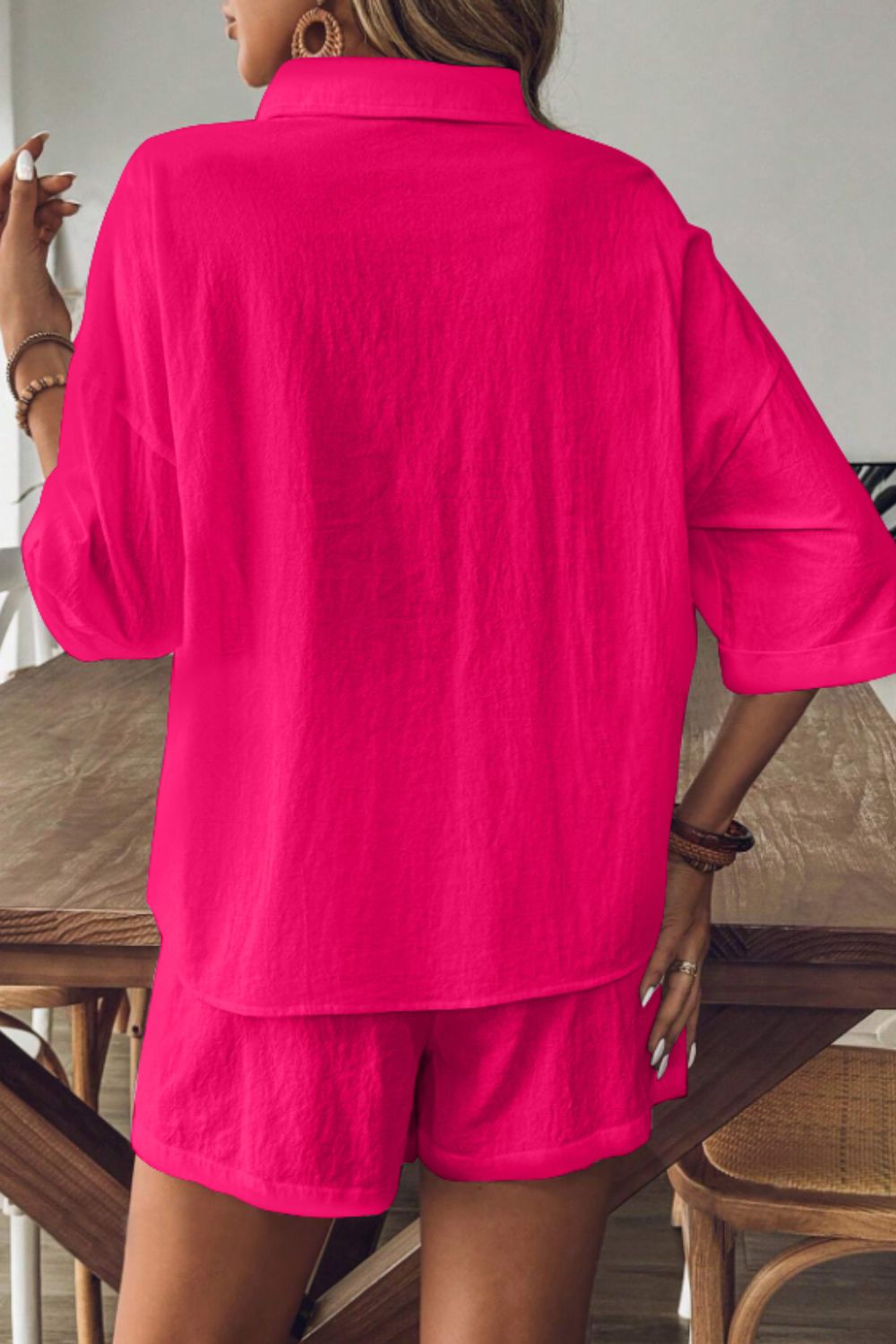 Collared Neck Half Sleeve Top and Shorts Set - More Colors! - In Style Chics Boutique LLC