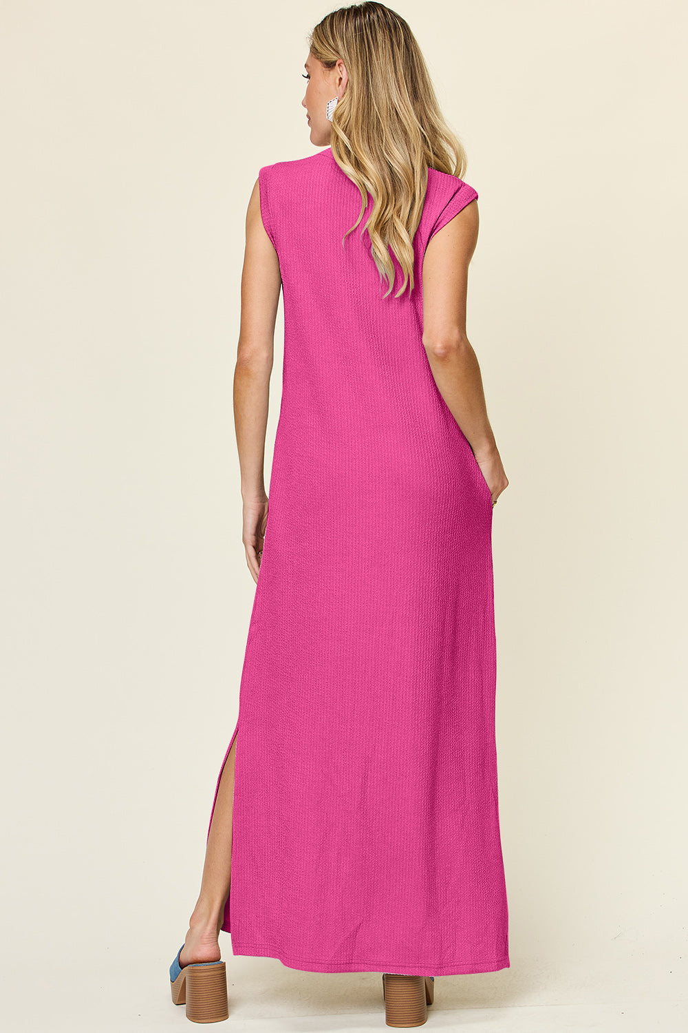 Double Take Full Size Texture Mock Neck Sleeveless Maxi Dress - In Style Chics Boutique LLC