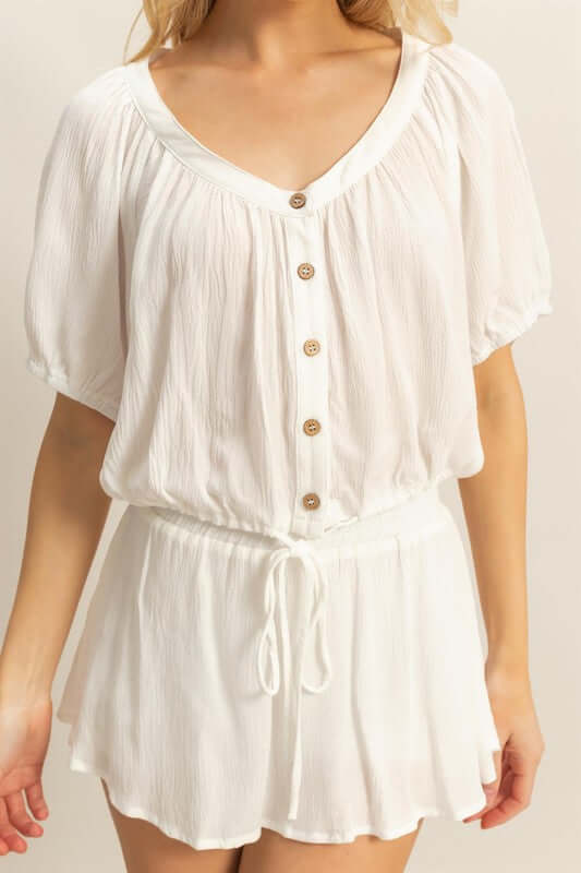 Drawstring Hem Short Sleeve Top and Skort Set - Cute Clothing Online - In Style Chics Boutique Women's Juniors Apparel 