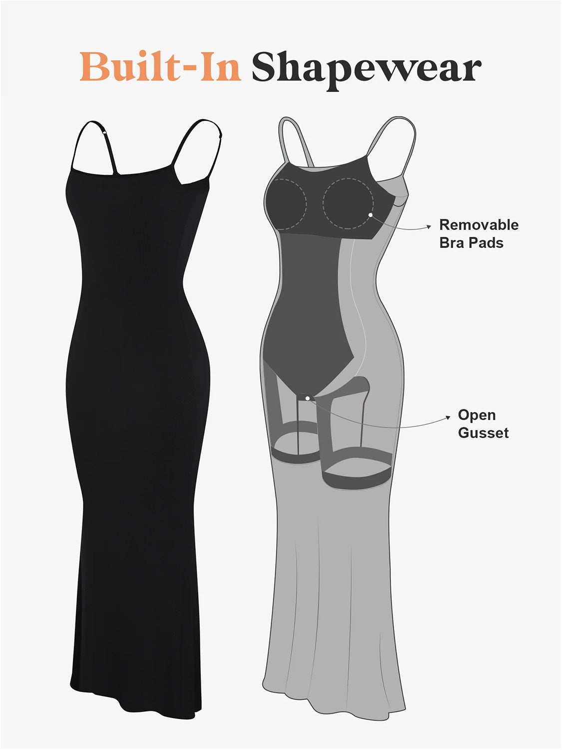 Built-In Shapewear Sleeveless Black Maxi Dress - Little Black Dress - In Style Chics Boutique