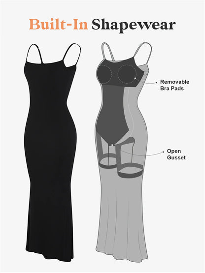 Built-In Shapewear Sleeveless Black Maxi Dress - Little Black Dress - In Style Chics Boutique