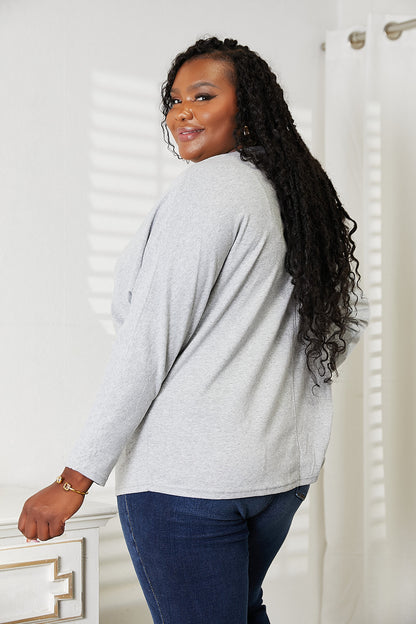 Double Take Seam Detail Round Neck Long Sleeve Top - In Style Chics Boutique LLC
