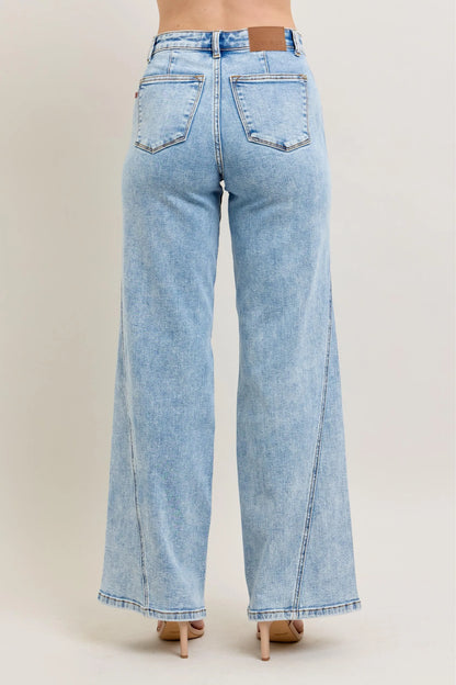 Judy Blue Wide Leg Jeans, High Waist with Skewed Inseam - Best Women's Jeans - In Style Chics Boutique 