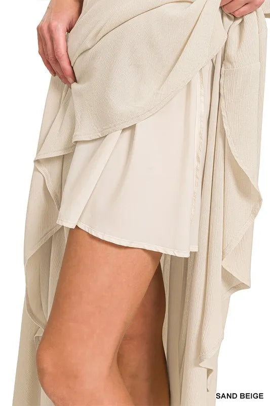 Crop Tee and Skirt Set, Woven Crinkle Gauze - In Style Chics Boutique 