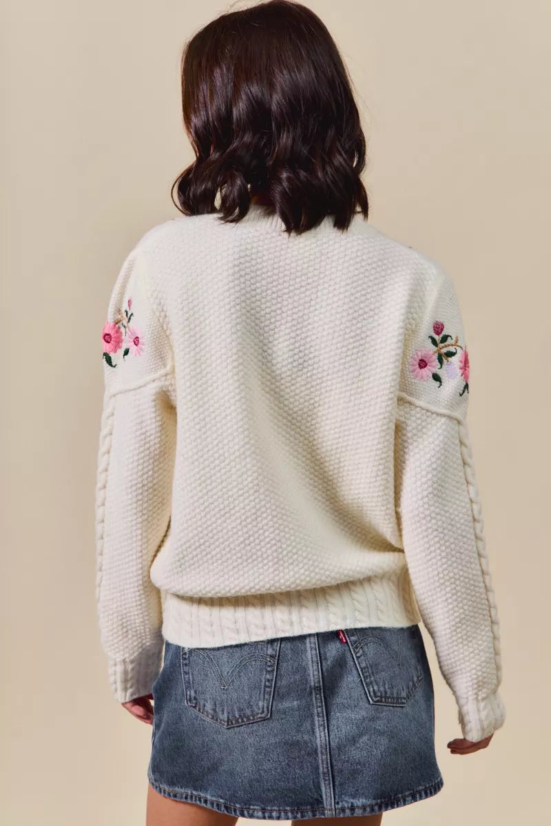 Shop this cute Floral Embroidered Coquette Sweater Cardigan by In Style Chics Boutique 🤍