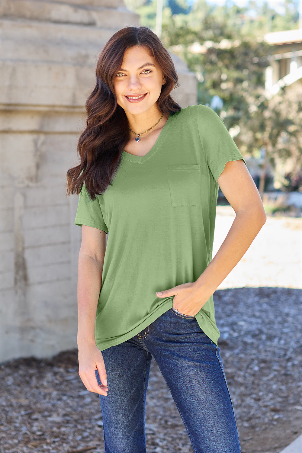 Bamboo Full Size  V-Neck Short Sleeve T-Shirt - Eco Friendly - Sensitive Skin - In Style Chics Boutique Women's Juniors Plus Size Apparel Online 
