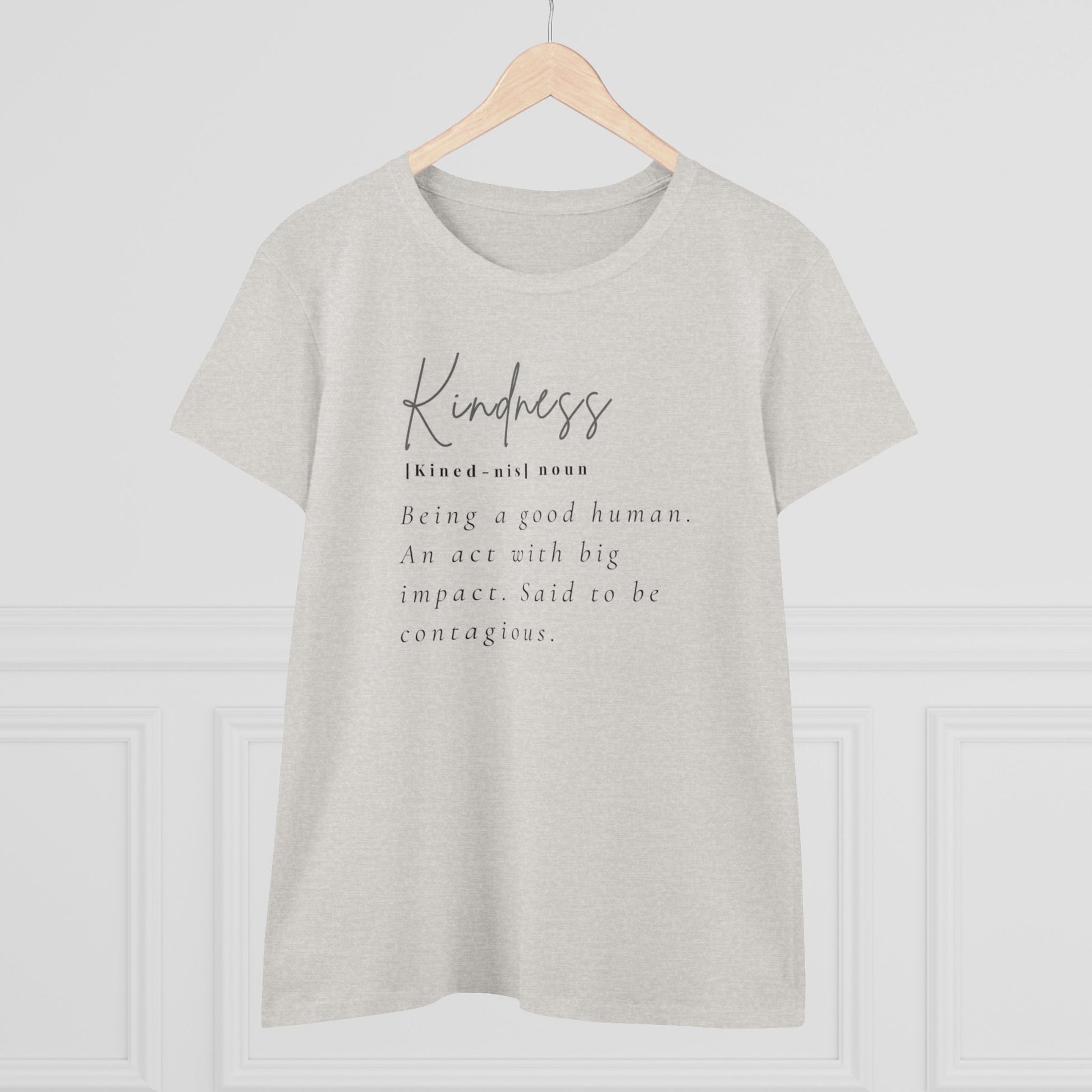 Women's Midweight Cotton "Kindness" Graphic Tee with Black Print - In Style Chics Boutique LLC
