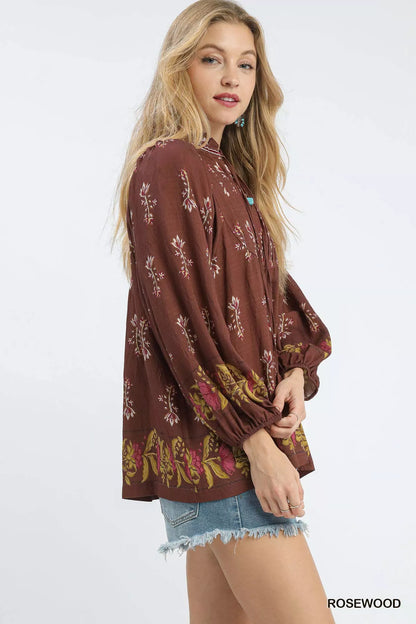 Floral Boho Peasant Blouse at In Style Chics Boutique 