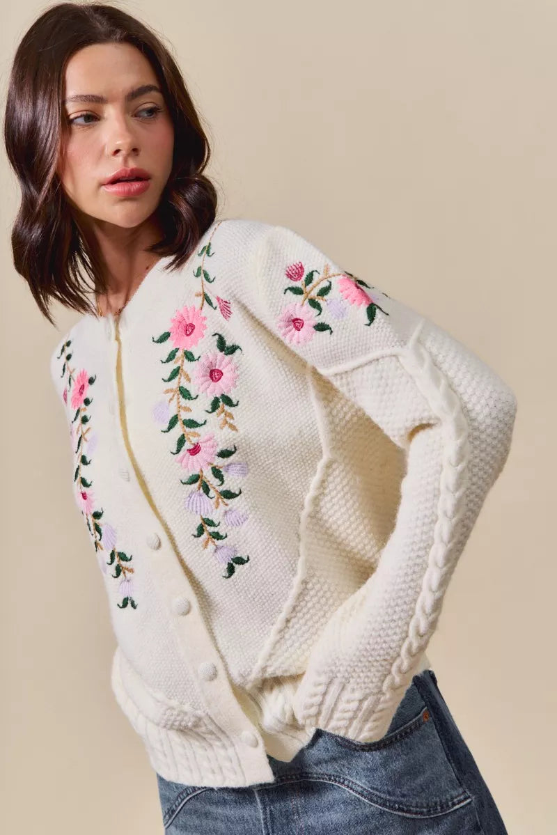 Shop this cute Floral Embroidered Coquette Sweater Cardigan by In Style Chics Boutique 🤍