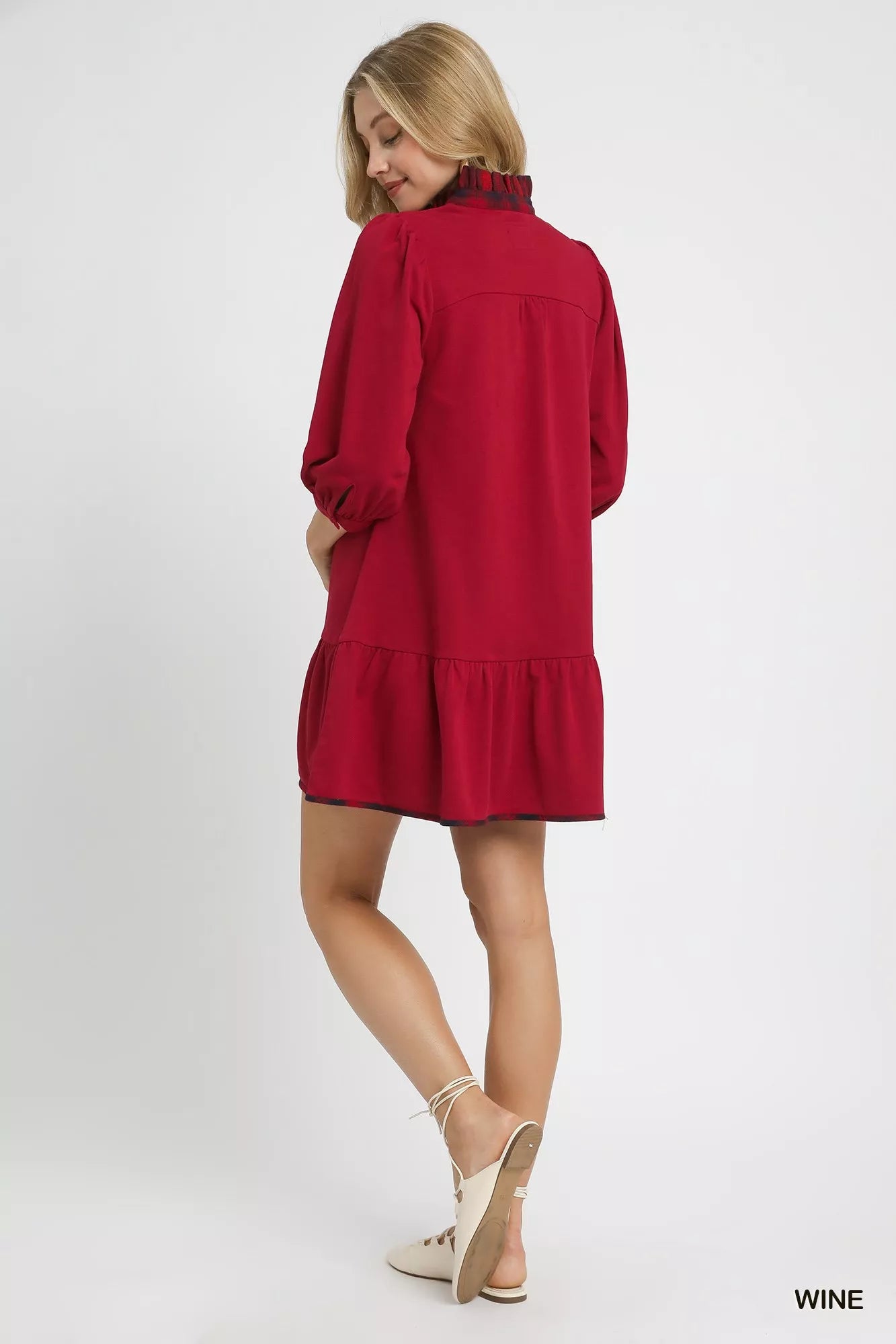 French Terry Ruffle Hem Dress with Plaid Trim at In Style Chics Boutique Fall Fashion Must Haves