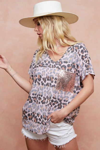 Jersey T-Shirt, Leopard Stripe Print - In Style Chics Boutique 
