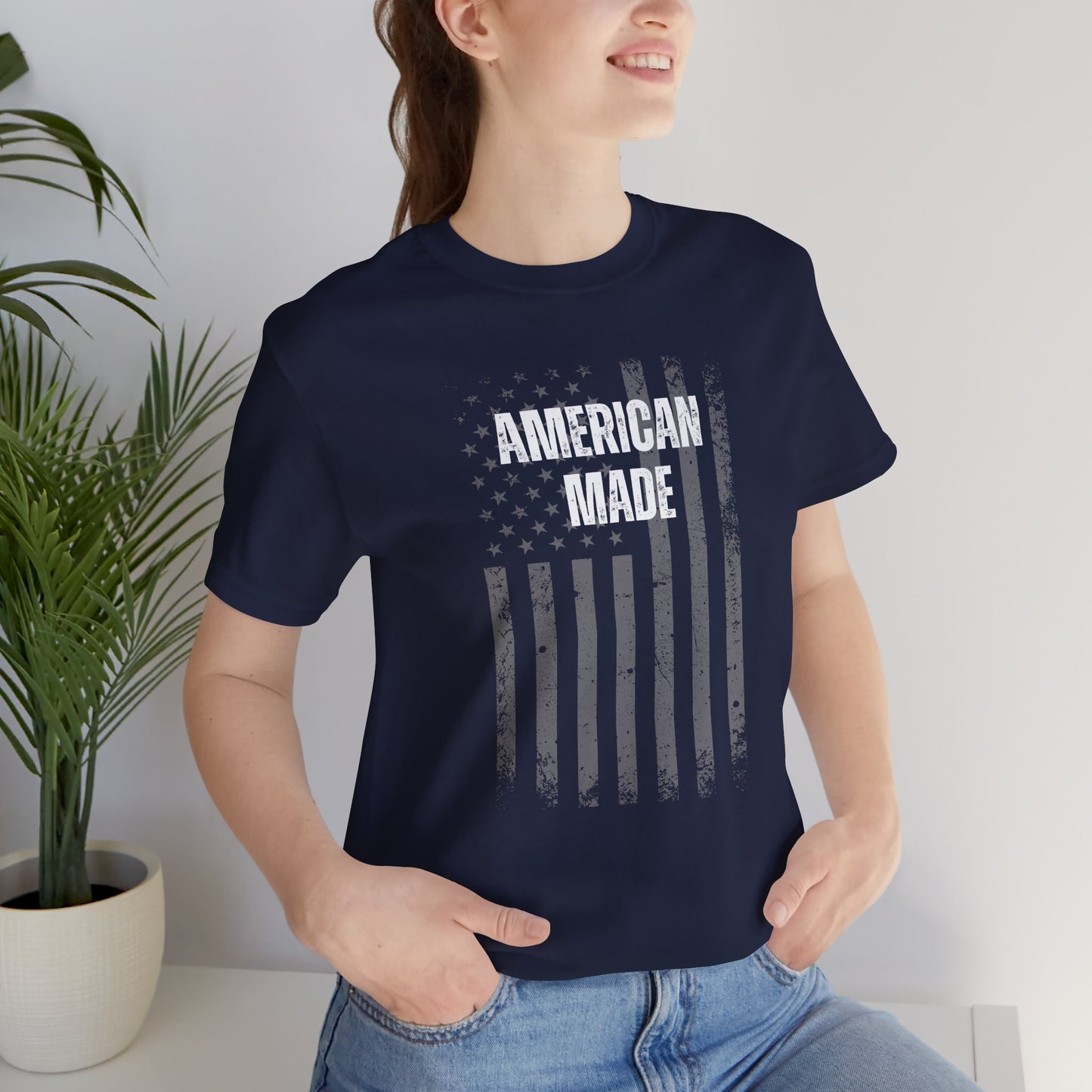 Short Sleeve Tee - 'American Made' Print with US Flag - In Style Chics Boutique 